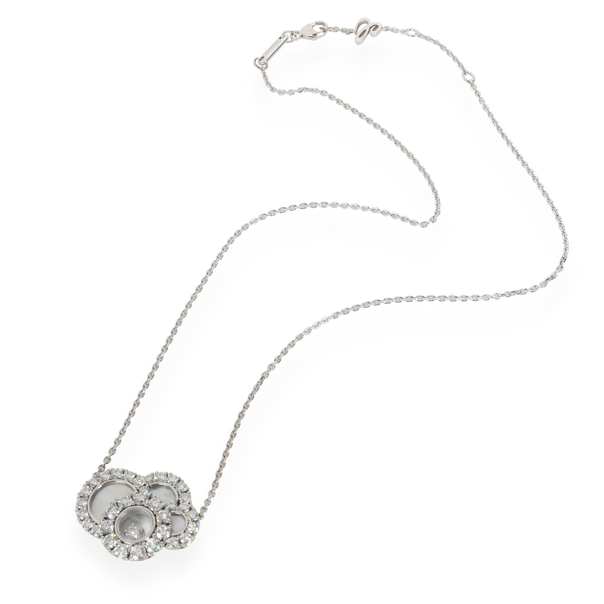 Chopard Happy Diamonds Cloud Necklace in 18K White Gold 2.10 CTW