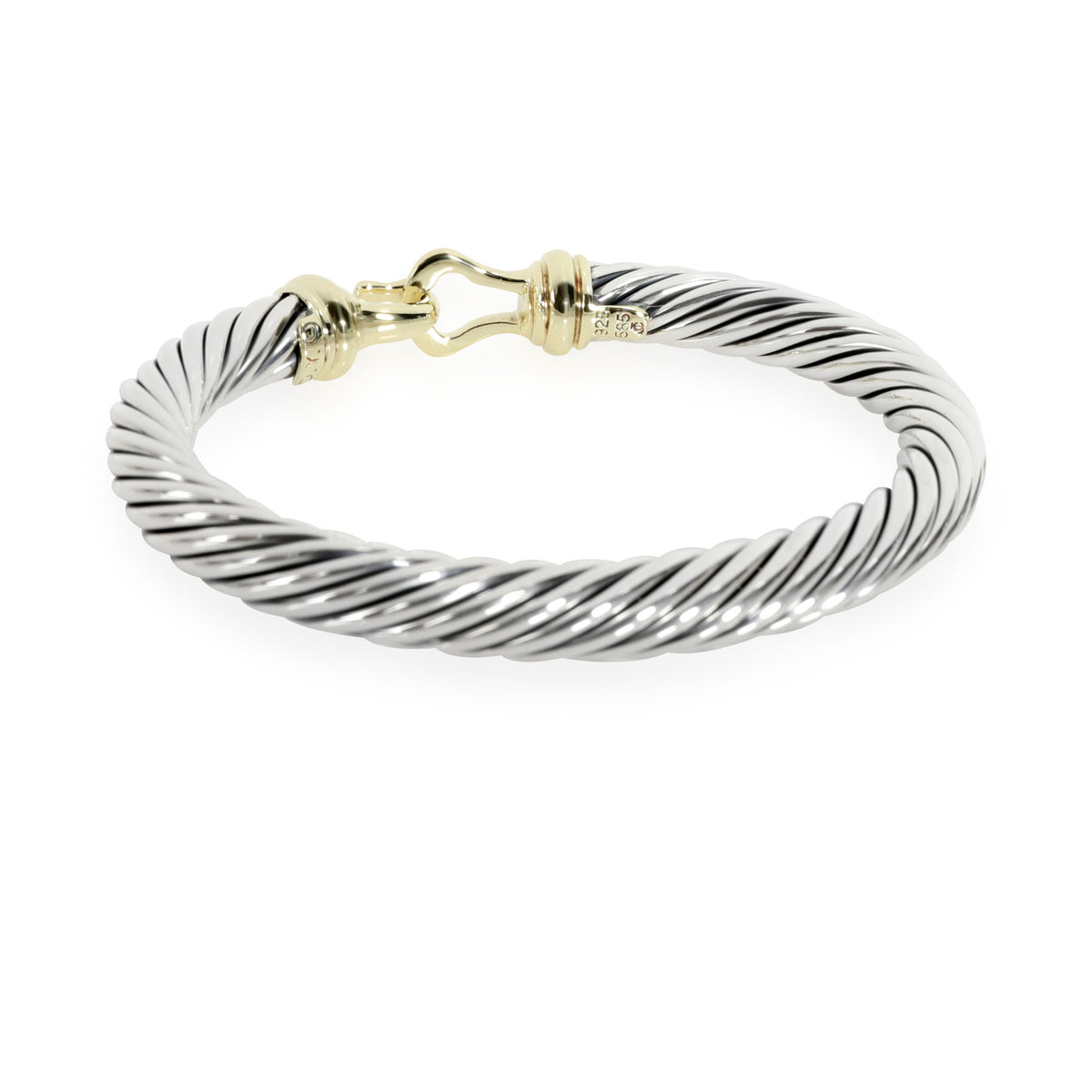 David Yurman Cable Hook Bangle in 14K Yellow Gold/Sterling Silver