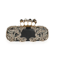 Alexander McQueen Embellished Black Leather 4 Ring Knucklebox Clutch