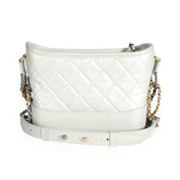 Chanel Metallic Silver Quilted Calfskin Small Gabrielle Hobo
