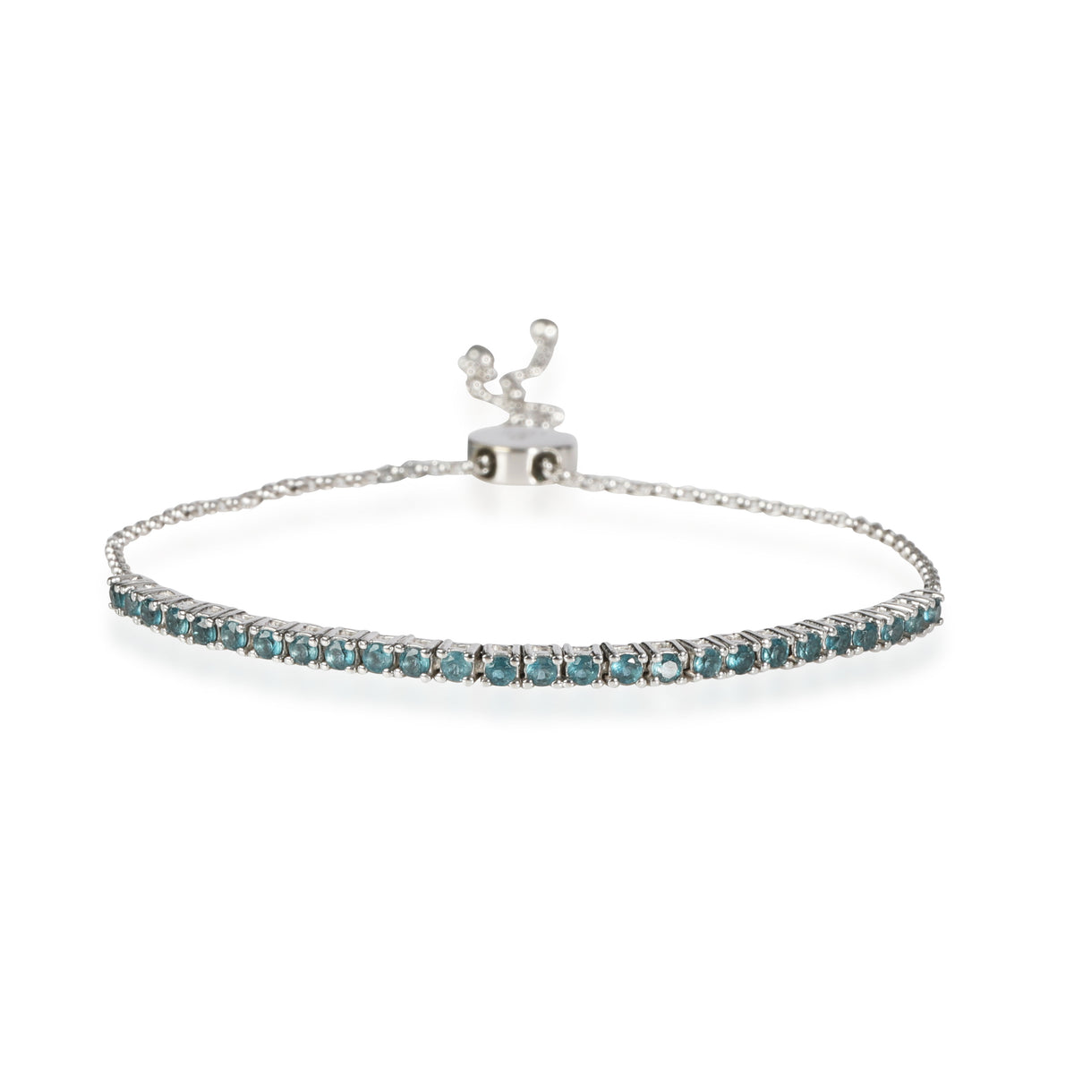 My Story Blue Topaz Pixie Bolo Bracelet in 14K White Gold