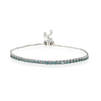 My Story Blue Topaz Pixie Bolo Bracelet in 14K White Gold