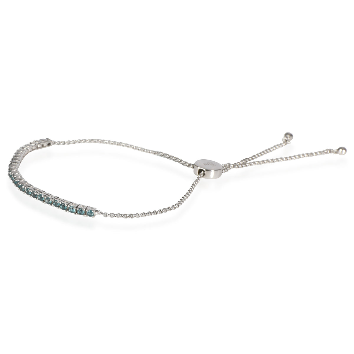 My Story Blue Topaz Pixie Bolo Bracelet in 14K White Gold