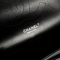 Chanel Black Quilted Patent Leather Jumbo Classic Double Flap Bag