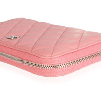 Chanel Pink Lambskin Quilted L-Gusset Zip-Around Wallet