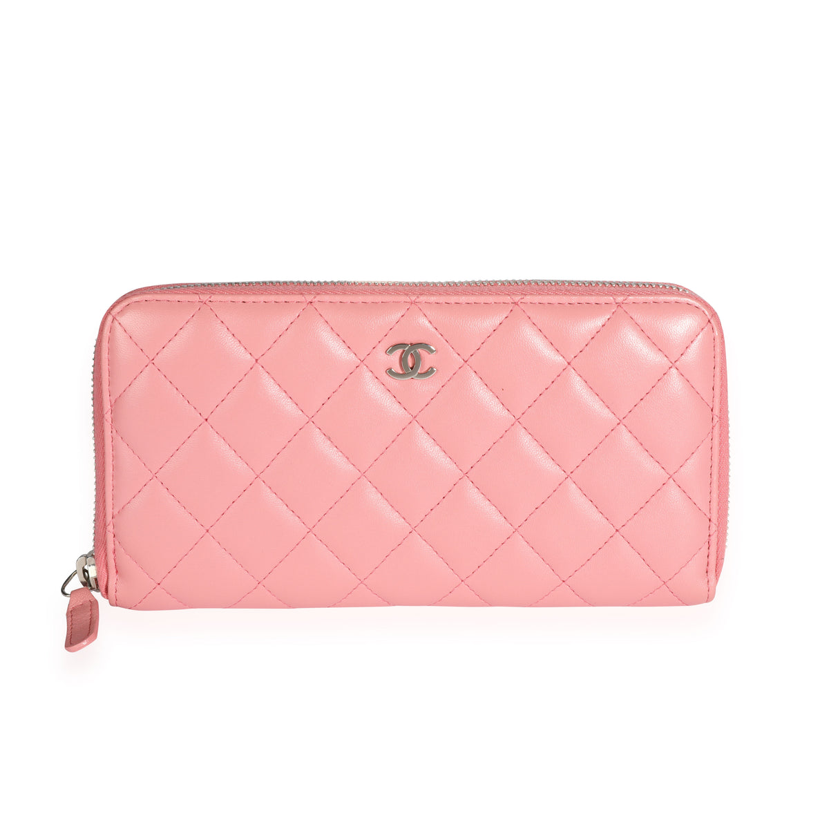 Chanel Pink Quilted Caviar Leather L-Gusset Zip Wallet