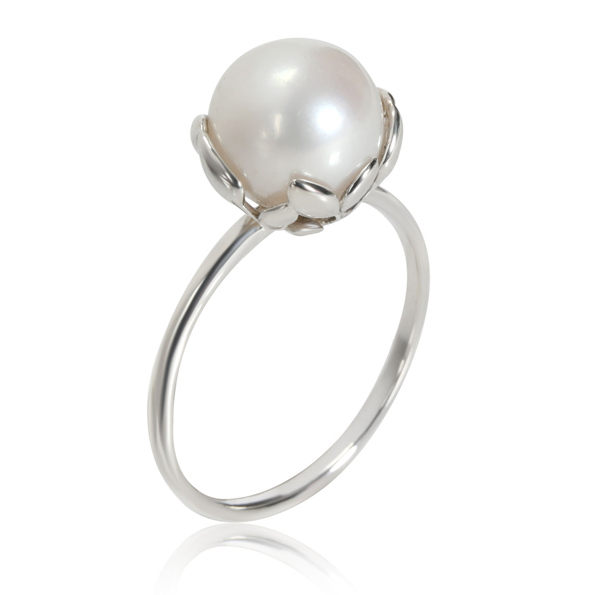 Tiffany & Co. Paloma Picasso Olive Leaf Pearl Ring in Sterling Silver