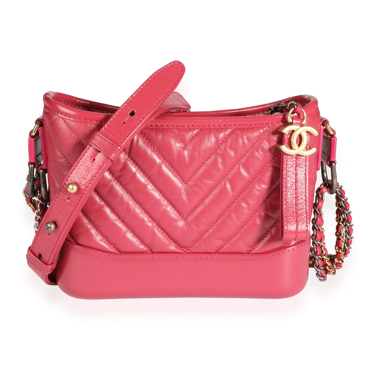 [New CONDITION]CHANEL Aged Calfskin Quilted Small Gabrielle Hobo Pink