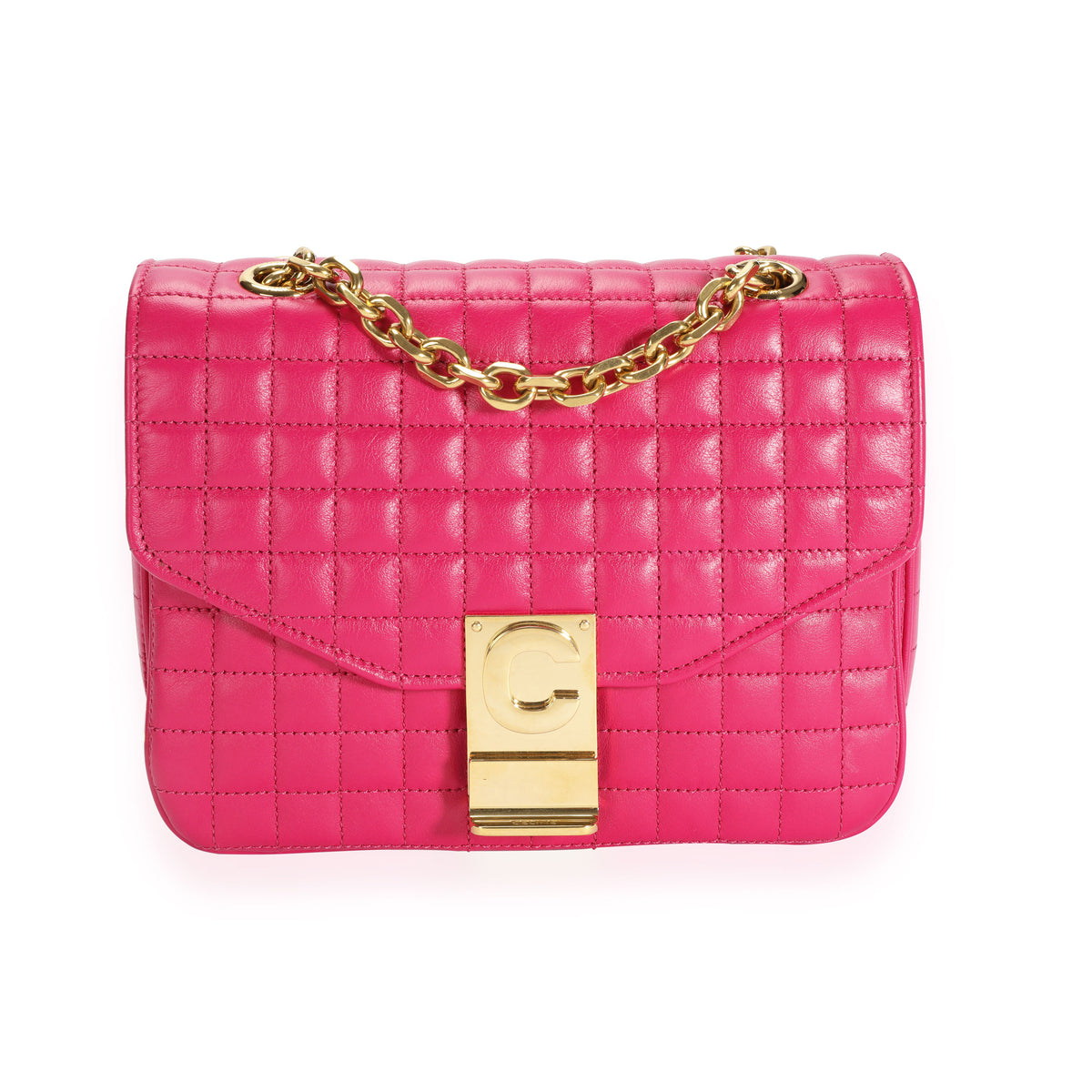 Celine Hot Pink Quilted Calfskin Small C Bag