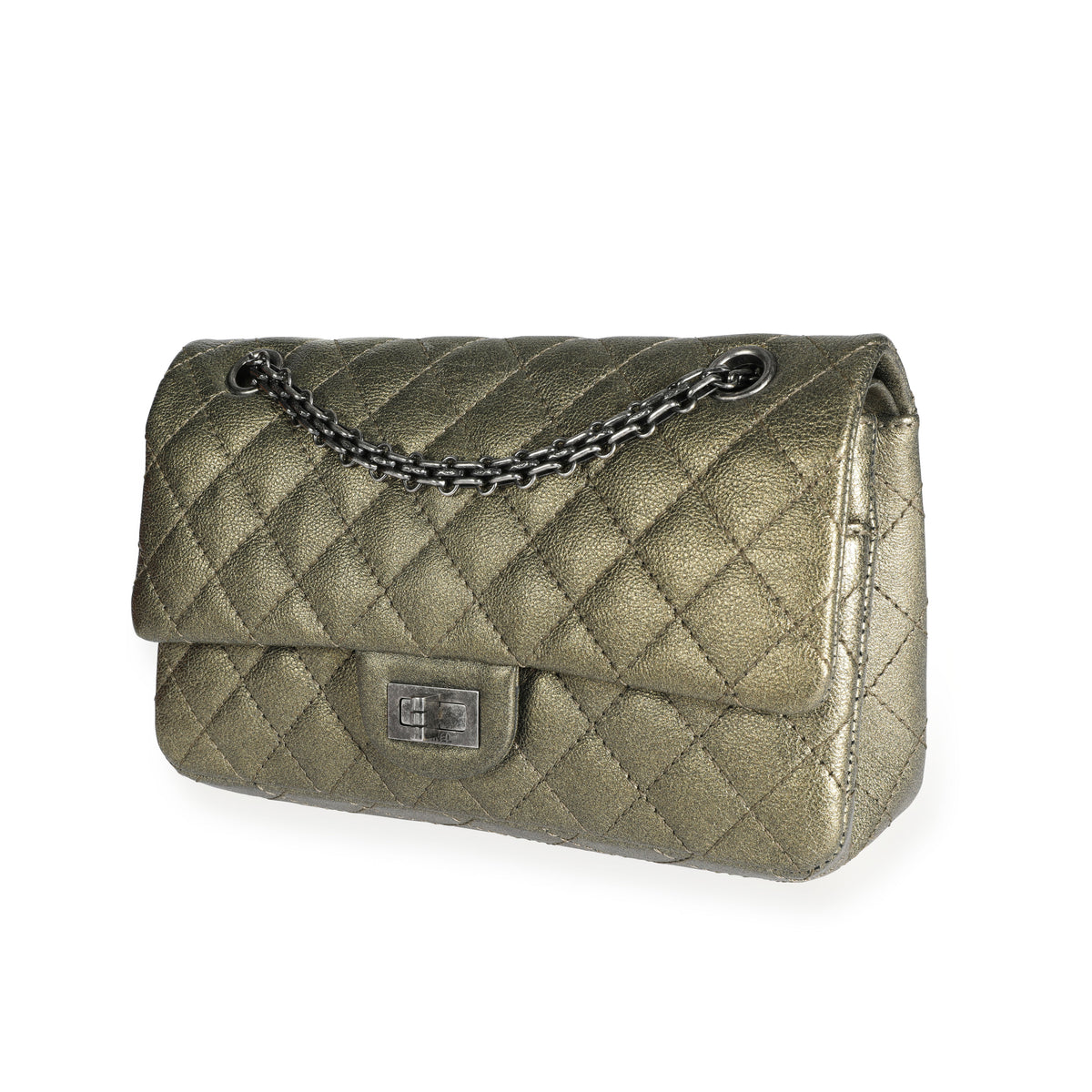 Chanel Gold Quilted Calfskin Reissue 2.55 225 Double Flap Bag