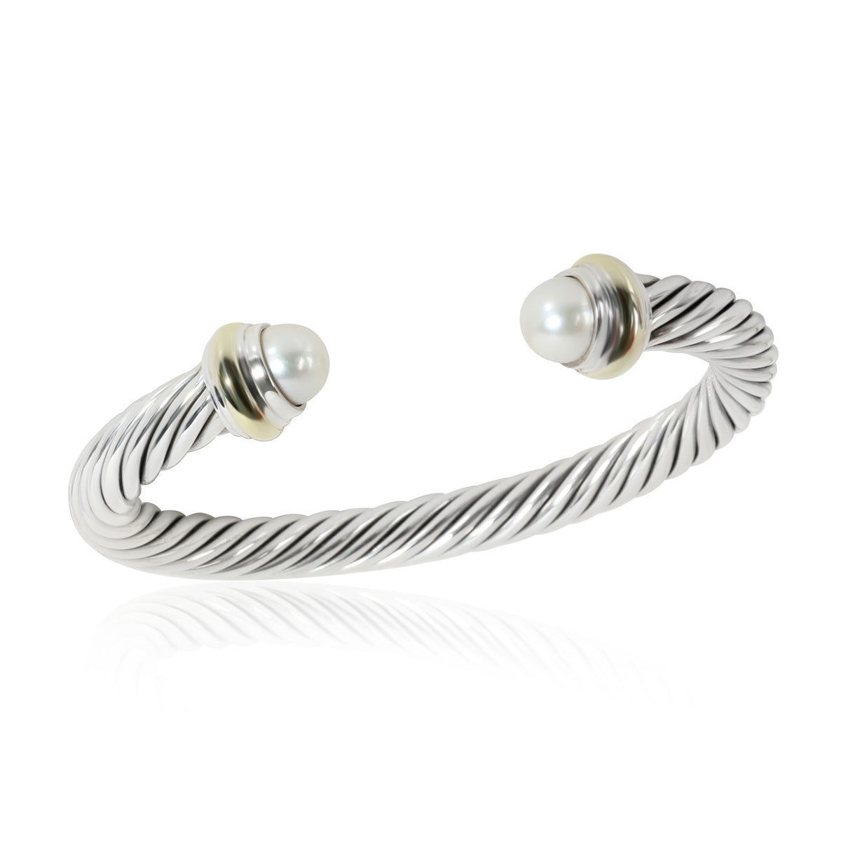David Yurman Cable Pearl Bangle in 14K Yellow Gold/Sterling Silver