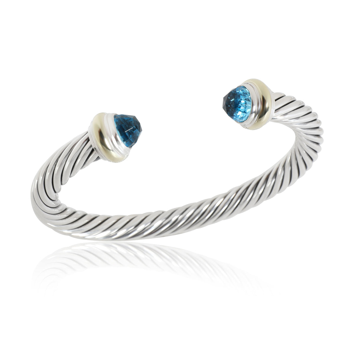 David Yurman Cable Bangle with Blue Topaz in 14K Gold/Sterling Silver Blue