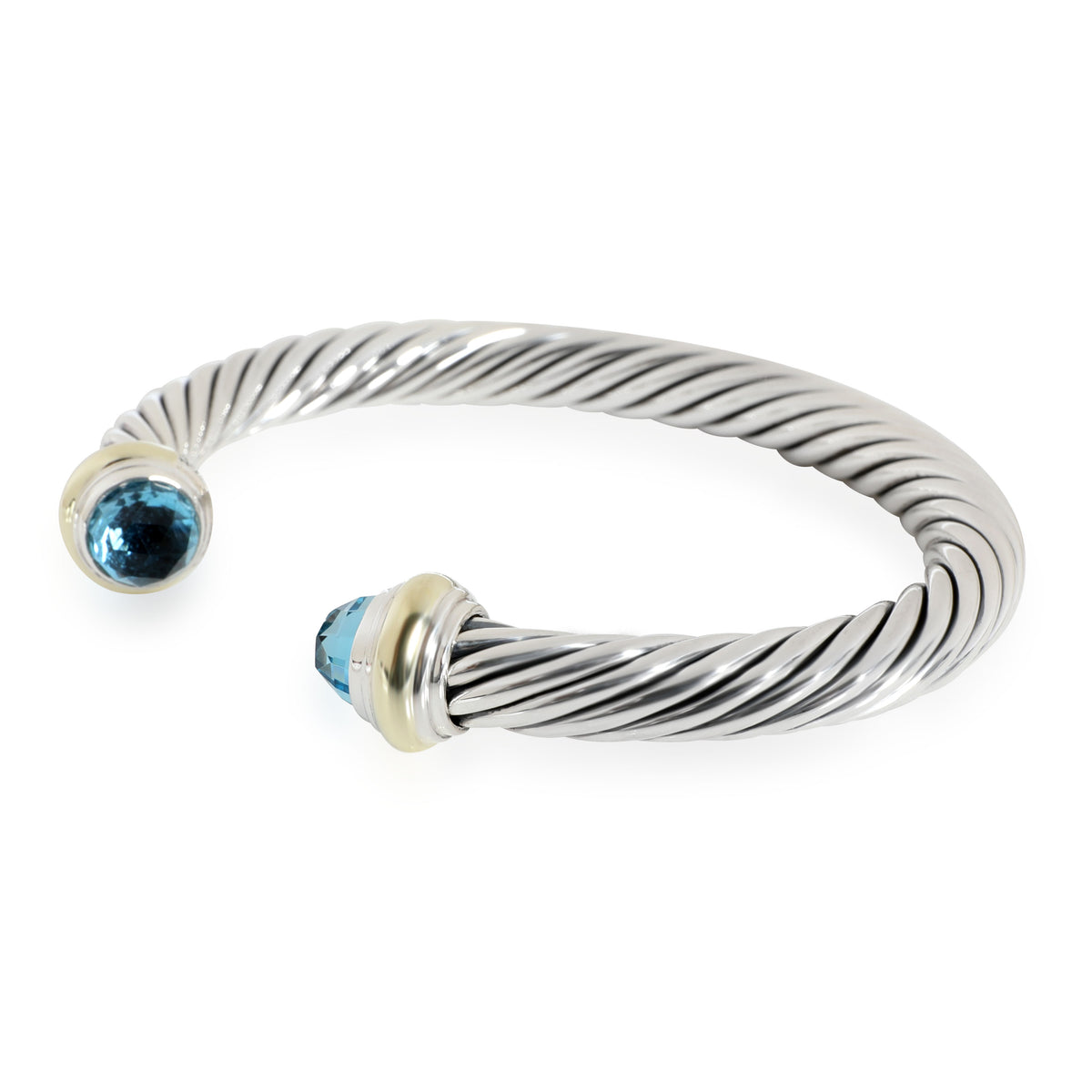 David Yurman Cable Bangle with Blue Topaz in 14K Gold/Sterling Silver Blue