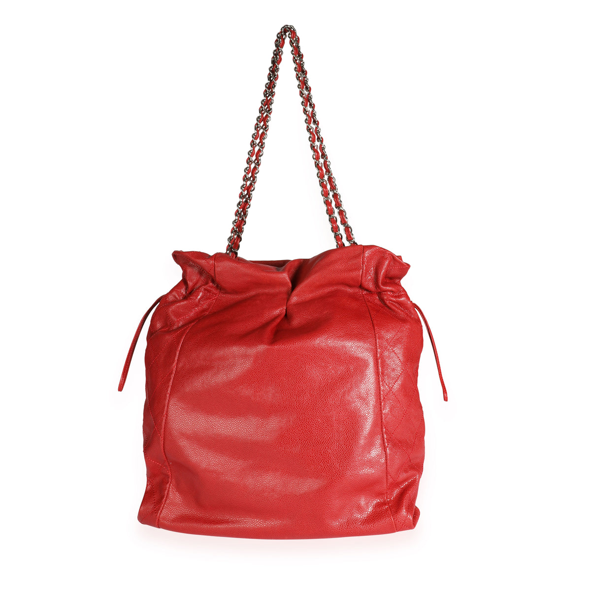 Chanel Red Caviar Leather Timeless Drawstring Tote