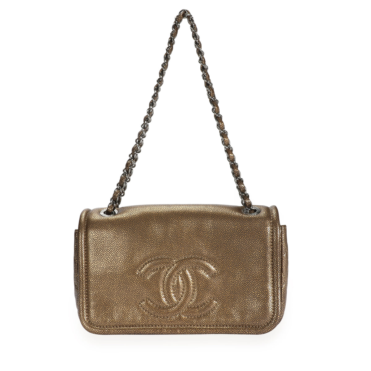 Chanel Bronze Pebbled Effect Leather Timeless Single Flap Bag