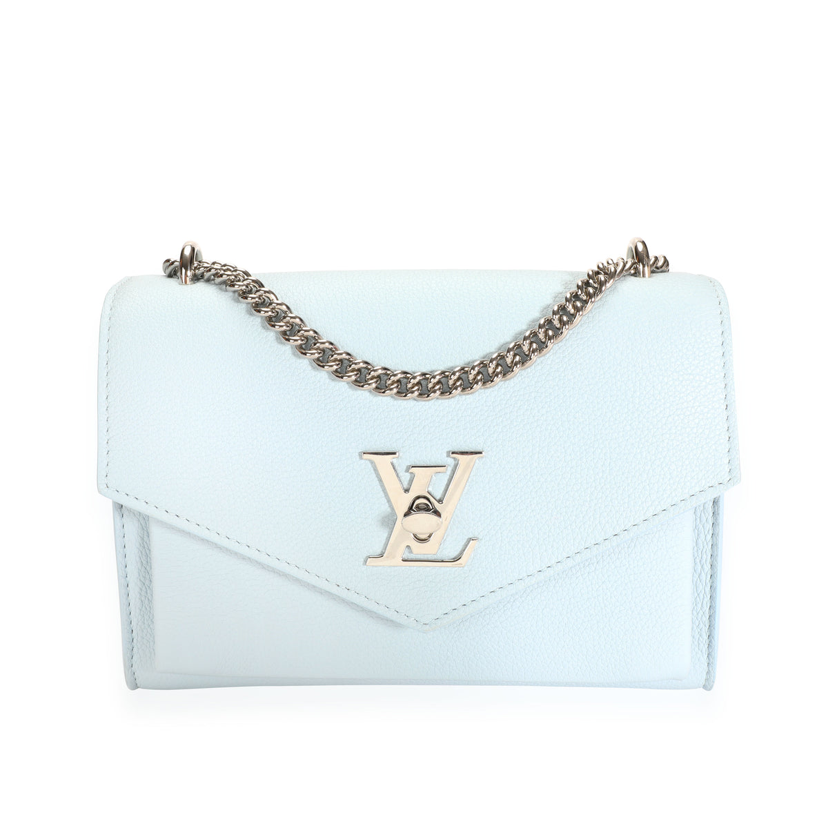 LOUIS VUITTON Soft Calfskin Mylockme Chain Bag BB Olympe Blue | FASHIONPHILE