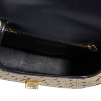 Saint Laurent Beige Canvas & Black Leather Monogram All Over Medium Satchel