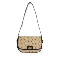 Saint Laurent Beige Canvas & Black Leather Monogram All Over Medium Satchel