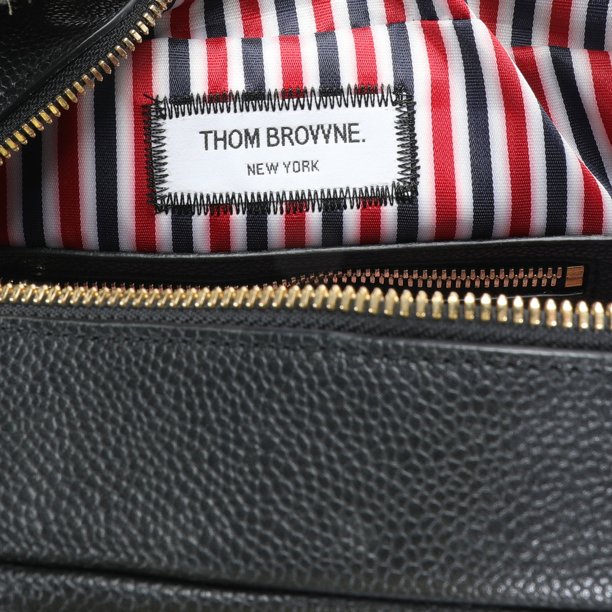 Thom Browne Black Pebbled Leather Whale Bag