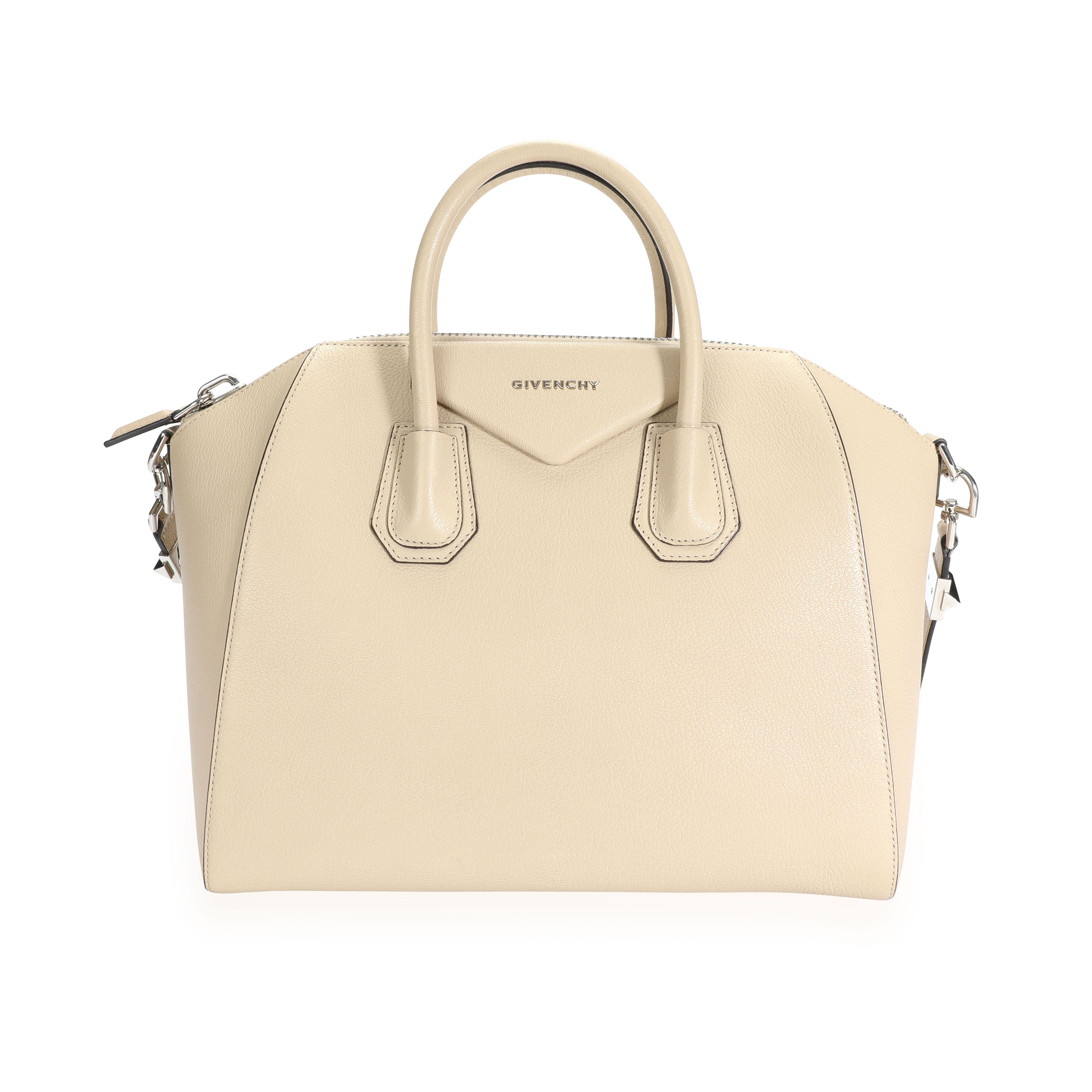Givenchy Beige Grained Leather Medium Antigona Bag | myGemma