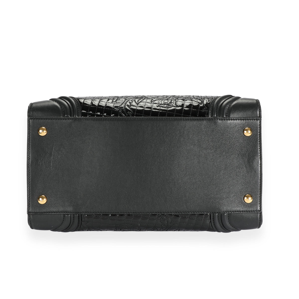Versace Black Patent Leather Vanitas Icon Micro Tote