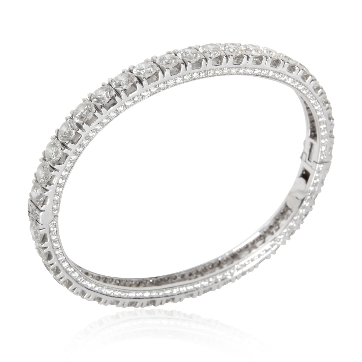 GIA Certified Diamond Eternity Bangle in 18K White Gold G-H I1 15.73 CTW