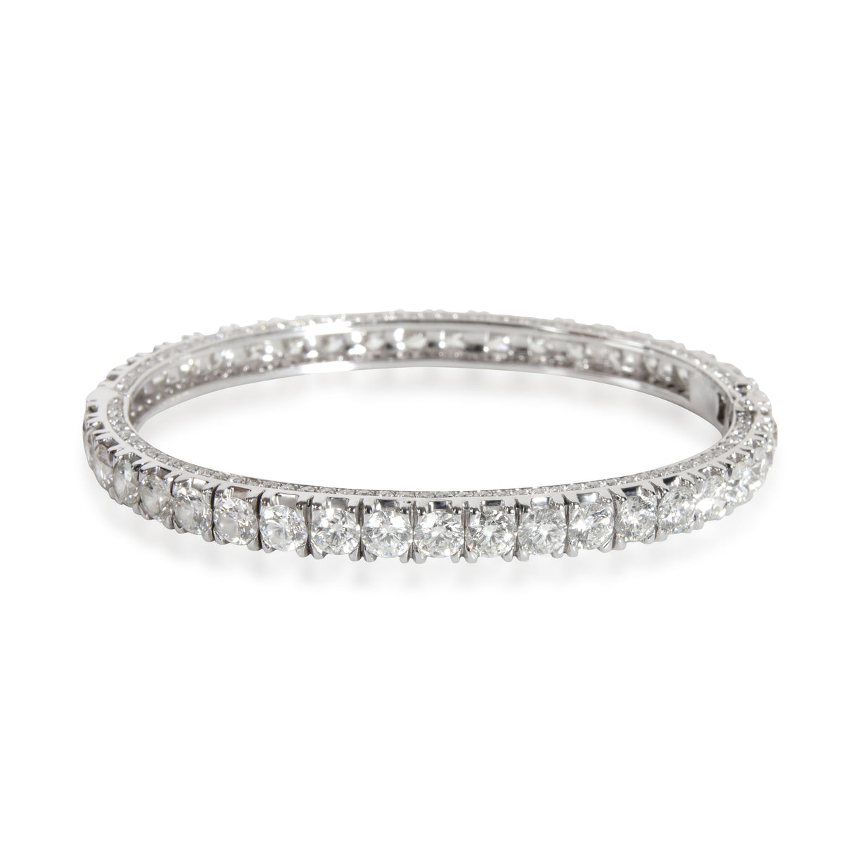 GIA Certified Diamond Eternity Bangle in 18K White Gold G-H I1 15.73 CTW