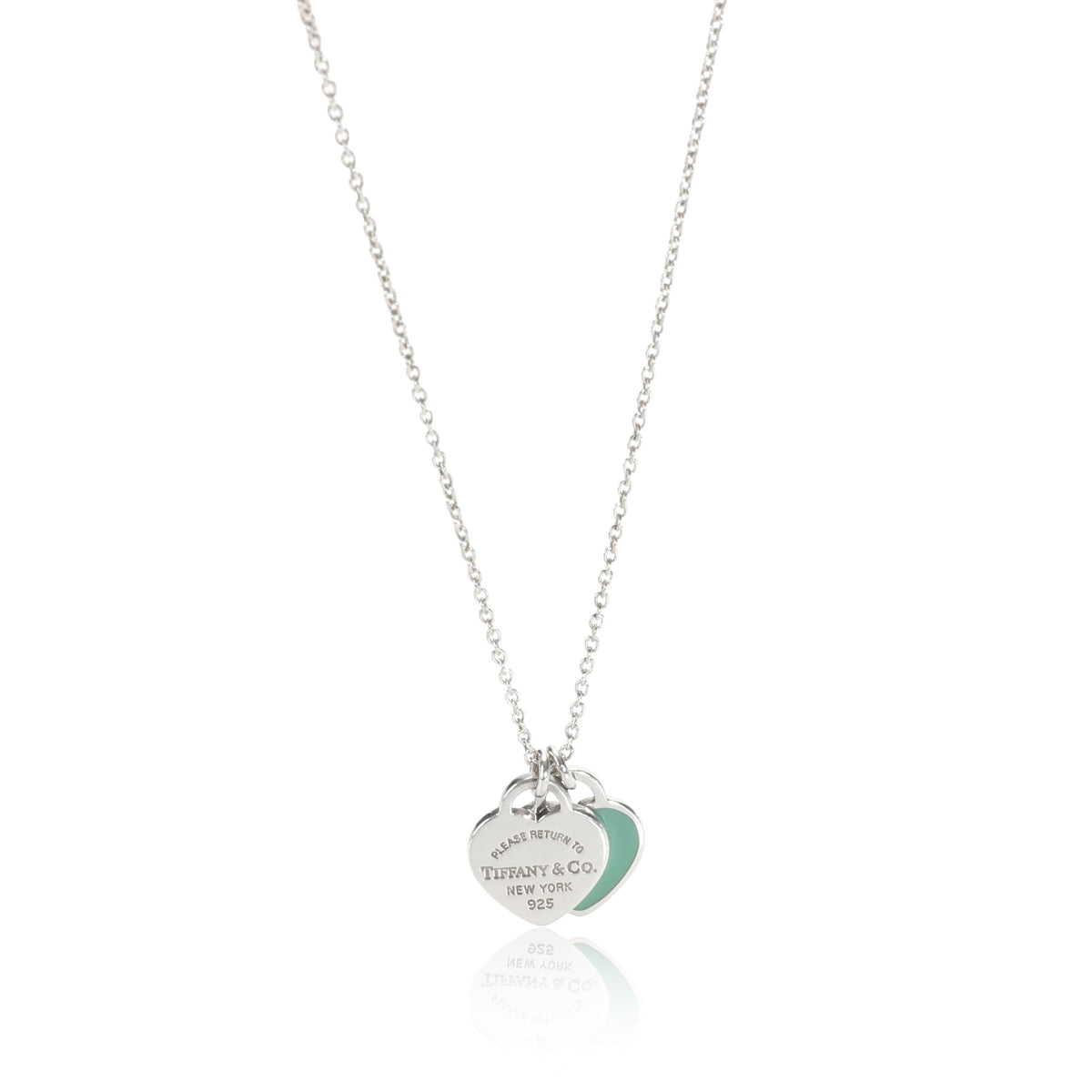 Tiffany & Co. - Return to Tiffany Mini Sterling Silver Pink Double Heart Tag Pendant Necklace