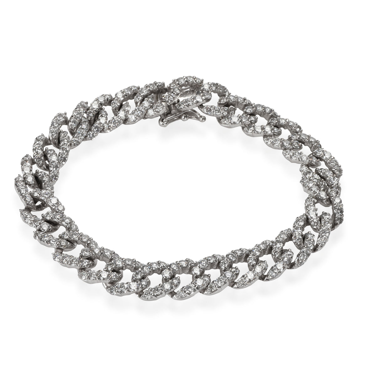 Diamond Curb-link Bracelet in 18K White Gold 6.80 CTW