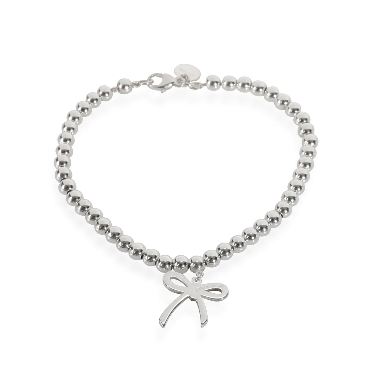 Tiffany & Co. Sterling Silver 4mm Mini Bow Bead Bracelet - Yoogi's Closet