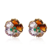 Boucheron Vintage Diamond, Emerald, Amethyst Earrings in 18K Gold 0.32 CTW