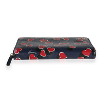 Gucci Blue & Red Hearts Leather Zip-Around Wallet