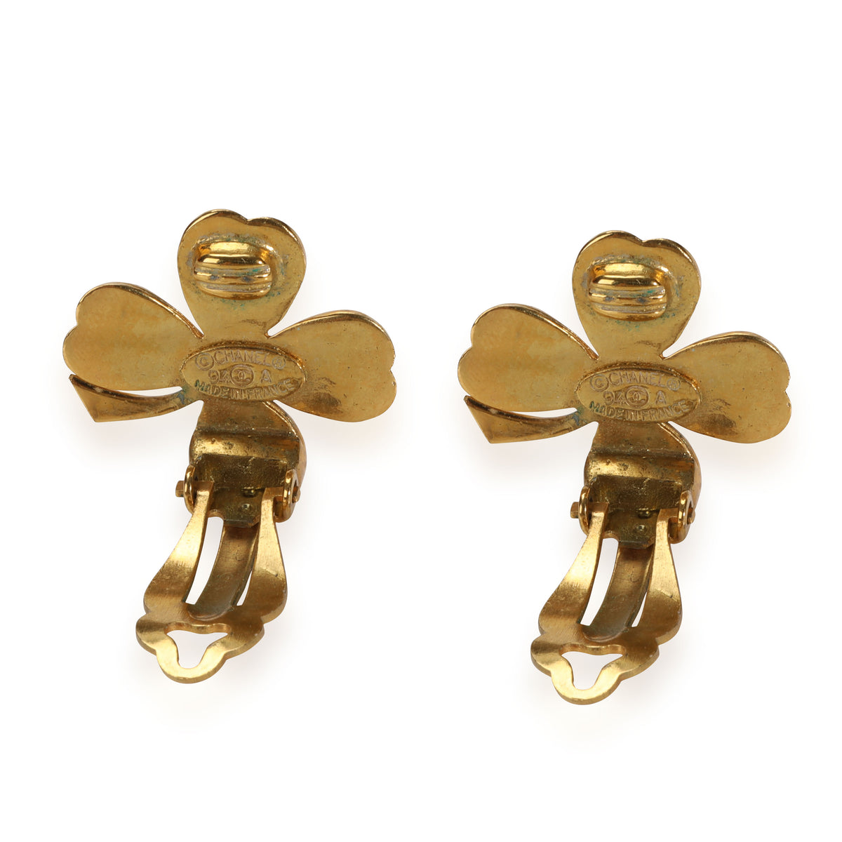 CHANEL Vintage Lucky Four Leaf Clover Clip on Earrings -  Finland