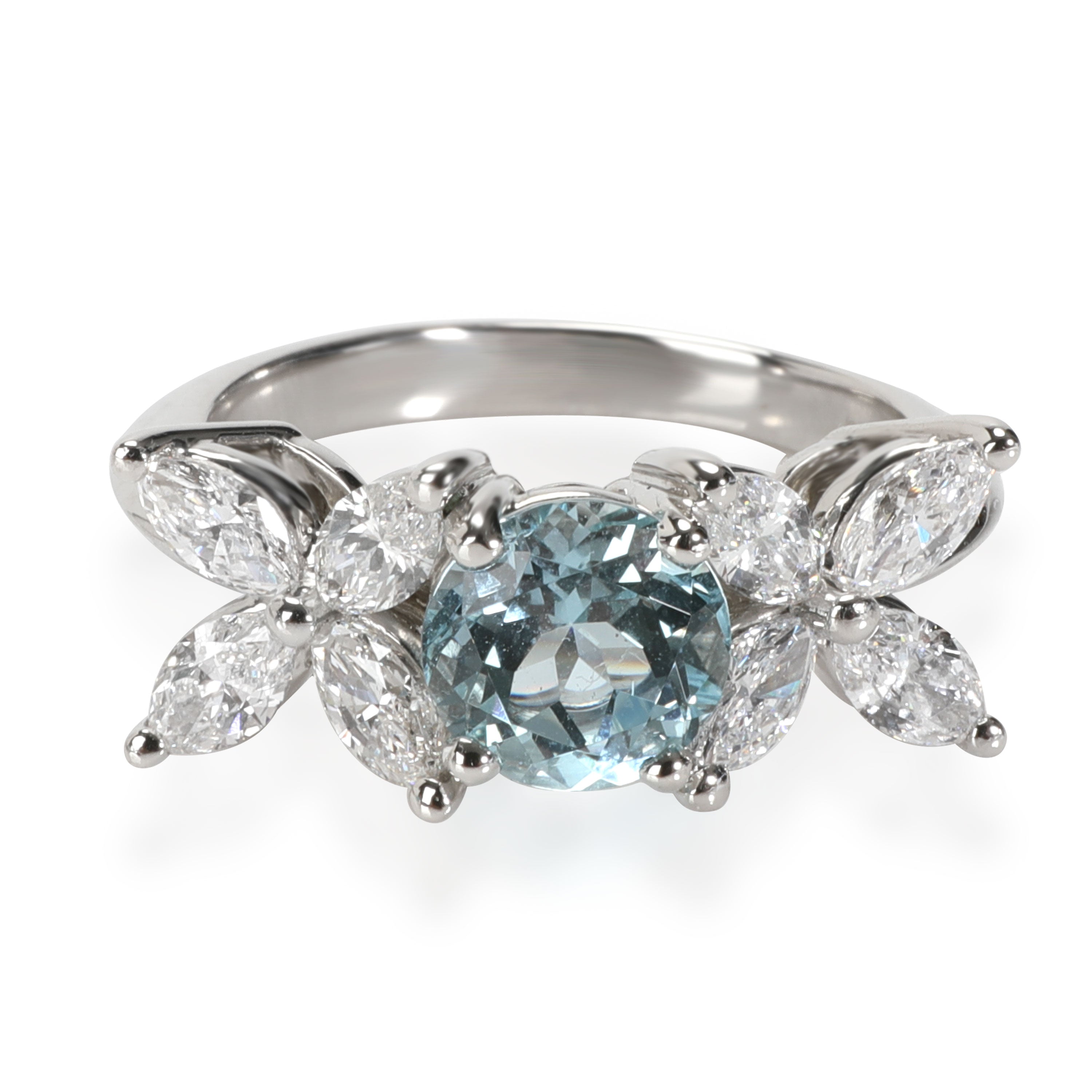 Tiffany & Co. Victoria Aquamarine Diamond Ring in Platinum 0.91