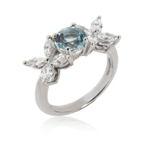 Tiffany & Co. Victoria Aquamarine Diamond Ring in  Platinum 0.91 CTW