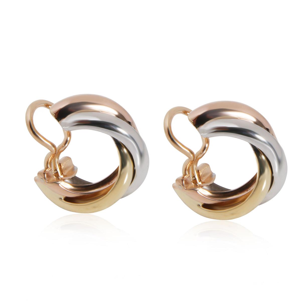 Cartier Trinity Hoop Clip On Earrings in 18K 3 Tone Gold