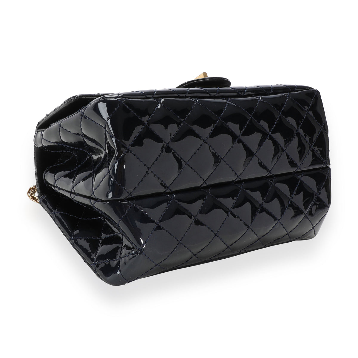 Chanel Marine Foncé Quilted Patent Leather Reissue Double Compartment Flap Bag