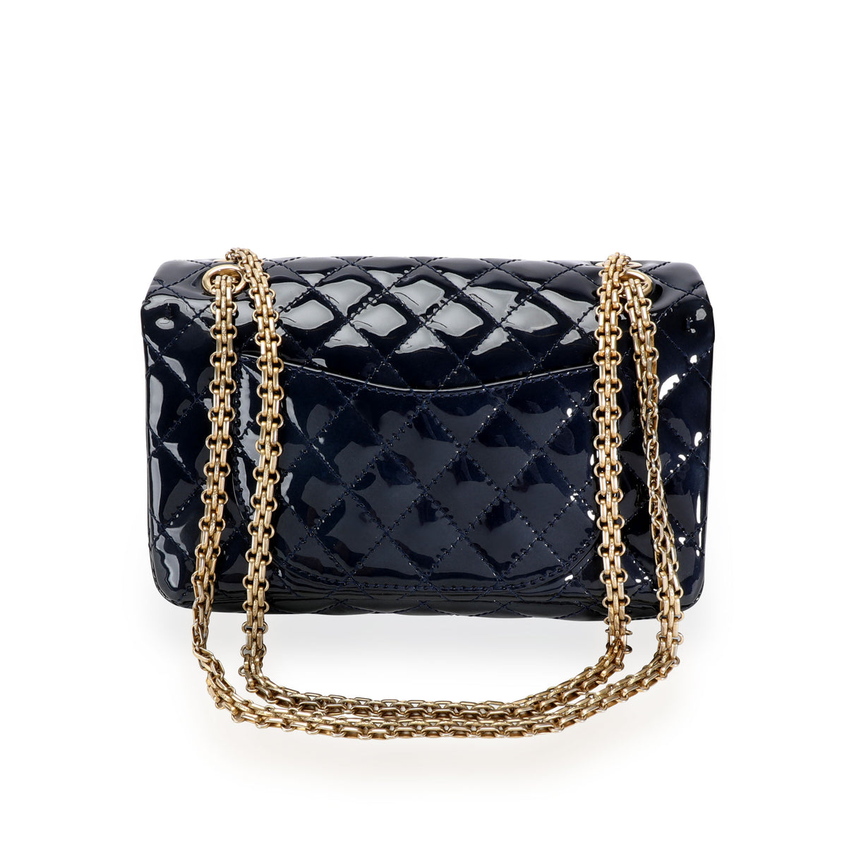 Chanel Dark Blue Quilted Patent And Chèvre Medium Eyelet CC Single Flap  Gold Hardware, 2015 Available For Immediate Sale At Sotheby's