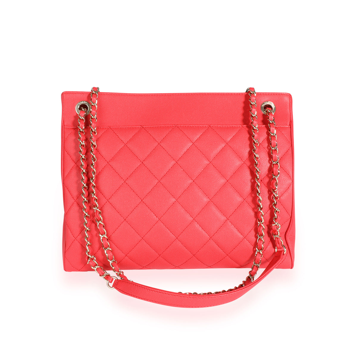 Chanel Strawberry Quilted Caviar Shopping Tote