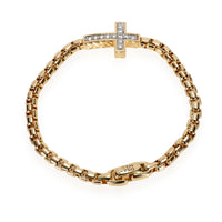 David Yurman Pave Collection Diamond Cross Bracelet in 18K Yellow Gold 0.46 CTW