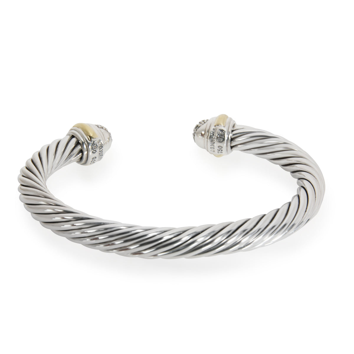 David Yurman Cable Classic Diamond Cuff in 18K Gold & Sterling Silver 0.49 ctw