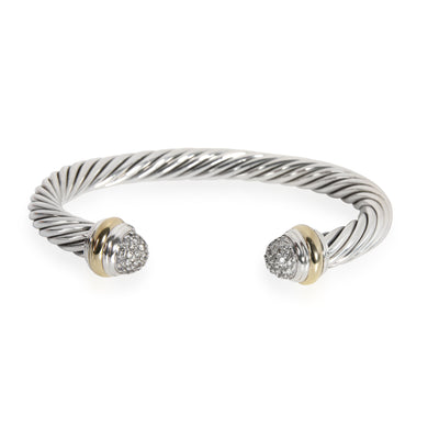 David Yurman Cable Classic Diamond Cuff in 18K Gold & Sterling Silver 0.49 ctw