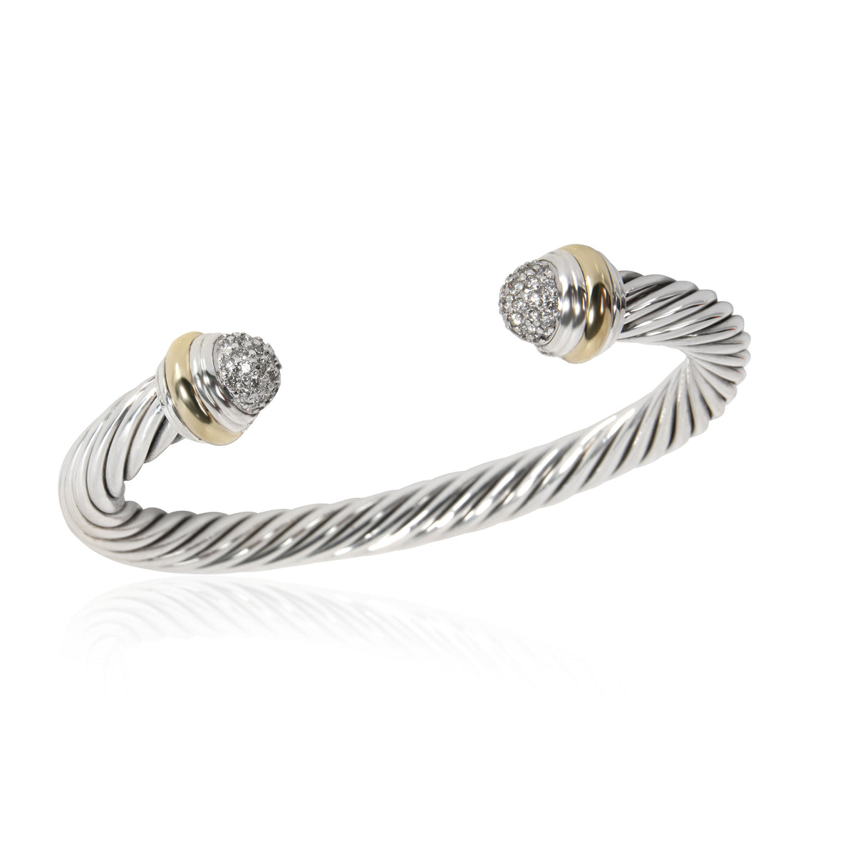 David Yurman Cable Classic Diamond Cuff in 18K Gold & Sterling Silver 0.49 ctw