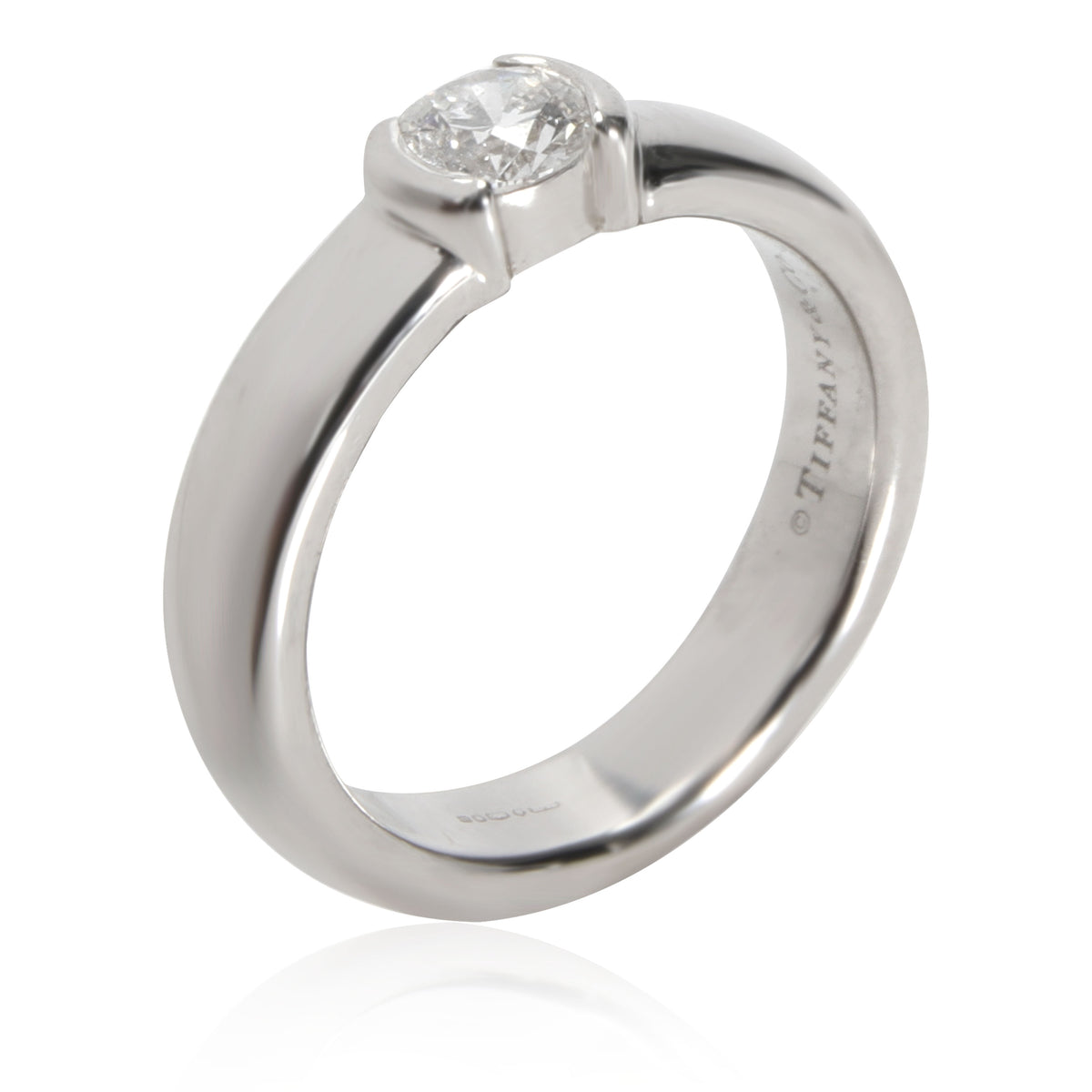 Tiffany & Co. Bezel Diamond Engagement Ring in  Platinum E VS2 0.32 CTW