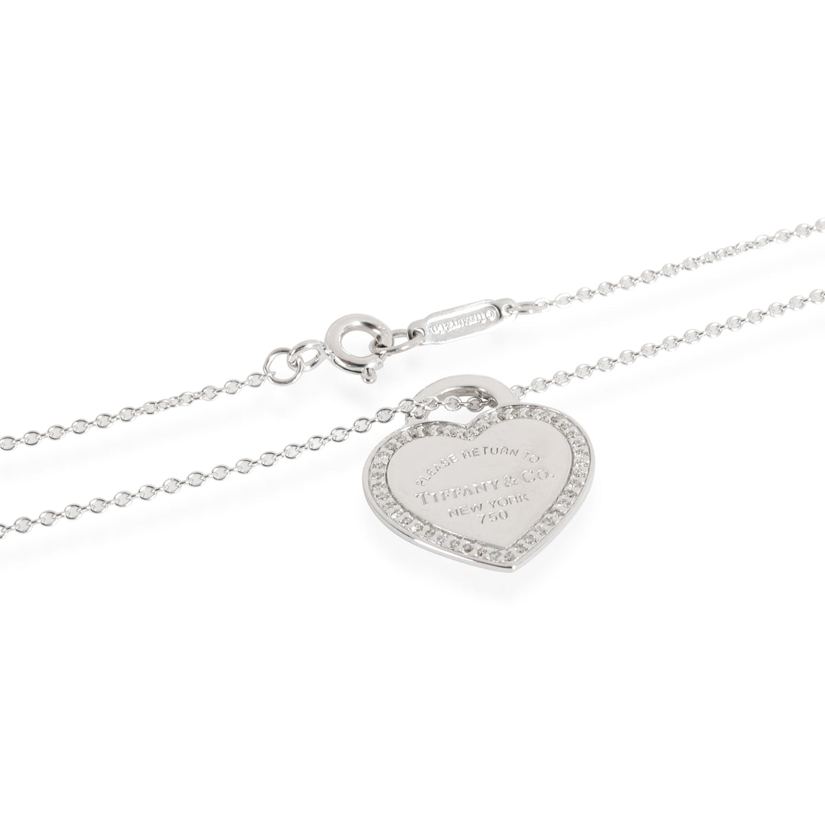 Return to Tiffany Diamond Heart Tag Pendant in 18K White Gold CTW