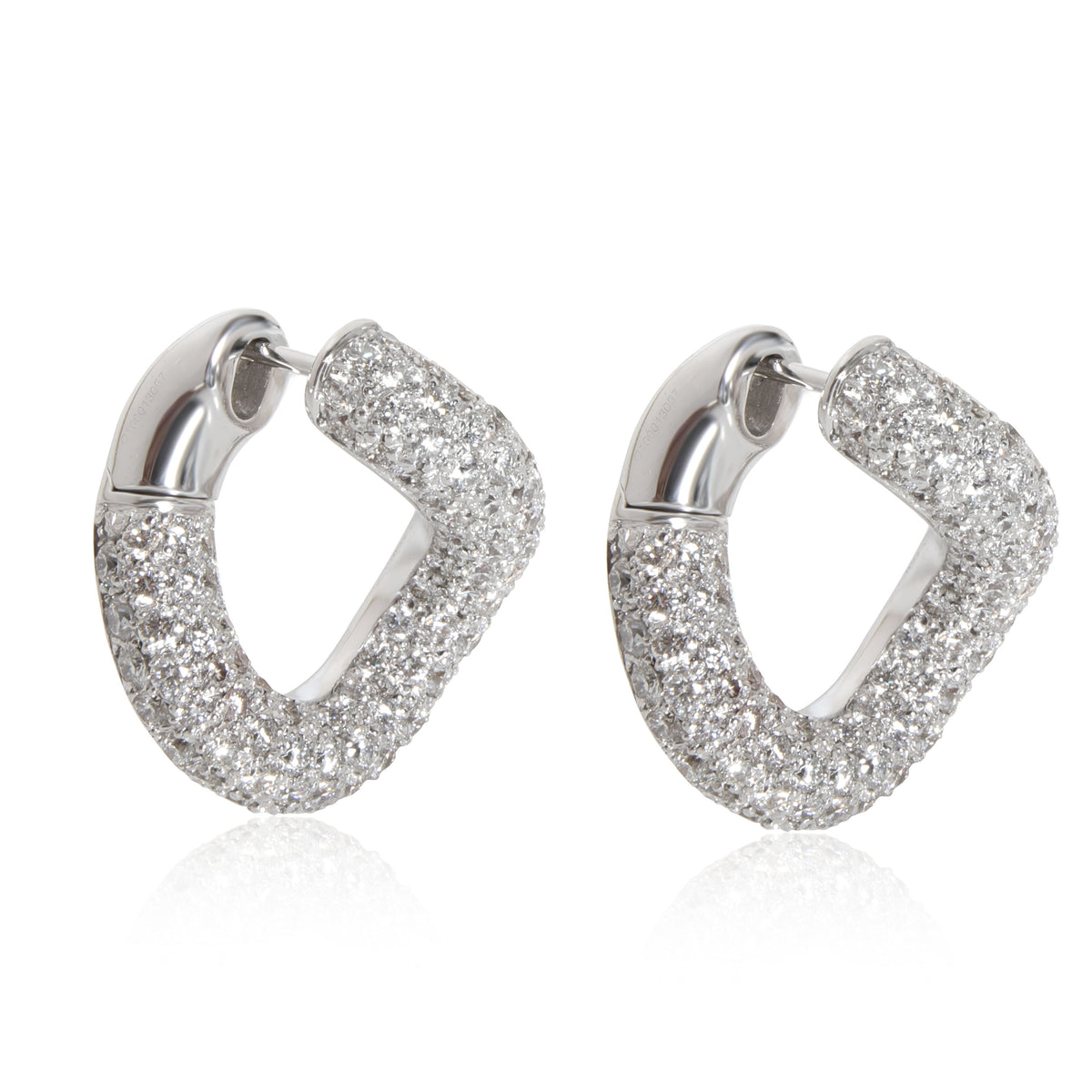 Pomellato Gourmette Diamond Hoop Earrings in 18K White Gold 2.90 CTW