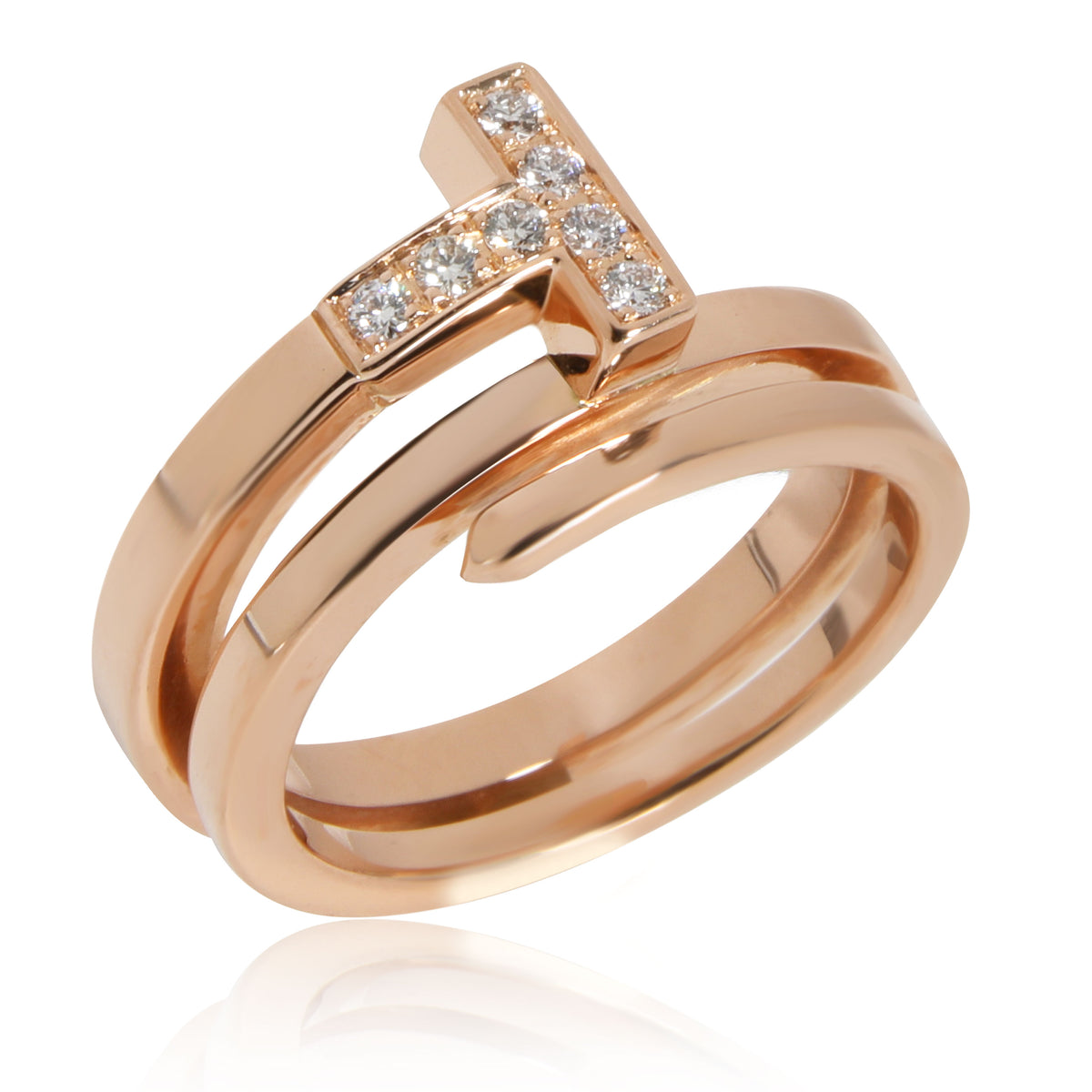 Tiffany & Co. T Wrap Diamond Ring in 18K Rose Gold 0.10 CTW