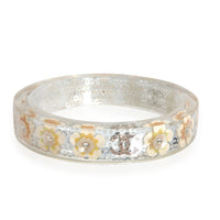 Chanel Lucite Crystal Sequin CC Bangle, Yellow & Ivory Flowers