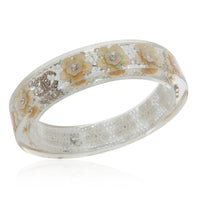 Chanel Lucite Crystal Sequin CC Bangle, Yellow & Ivory Flowers