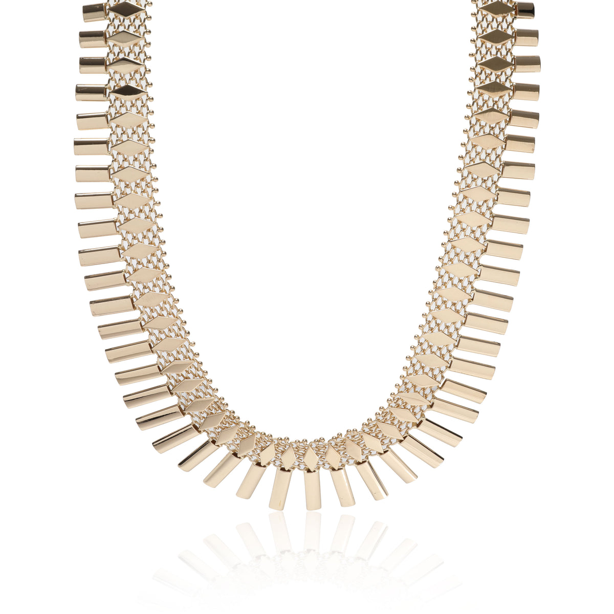 Geometric Fringe Necklace in 18K Yellow Gold